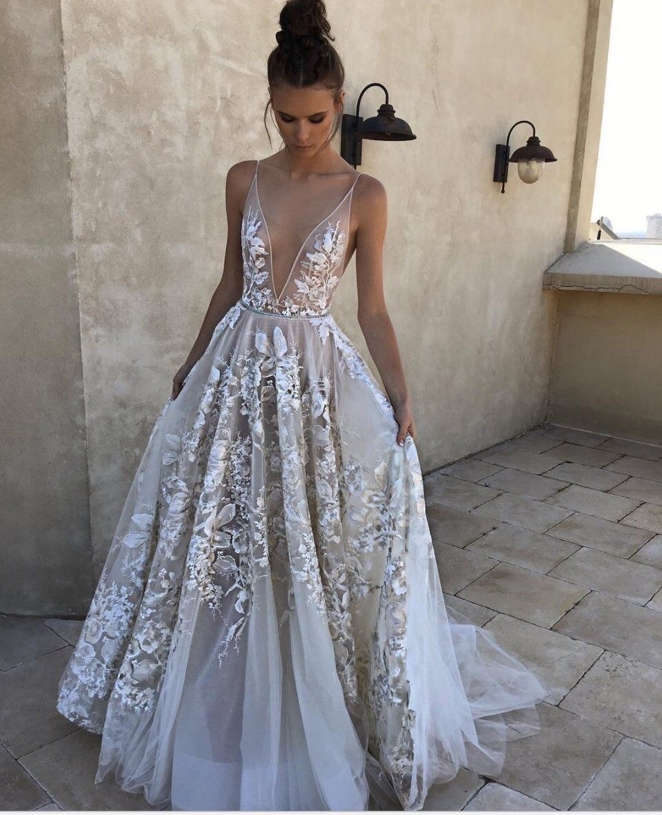 embroidery, white, deep v neckline and beautiful