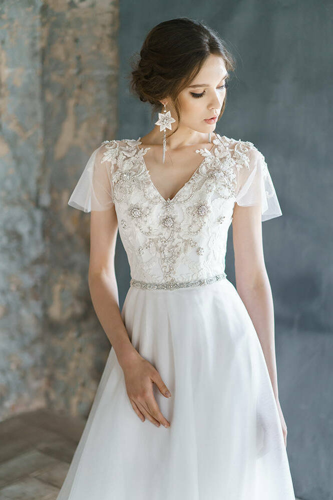 tulle wedding dress, victoria spirina, wedding gown and a-line bridal gown
