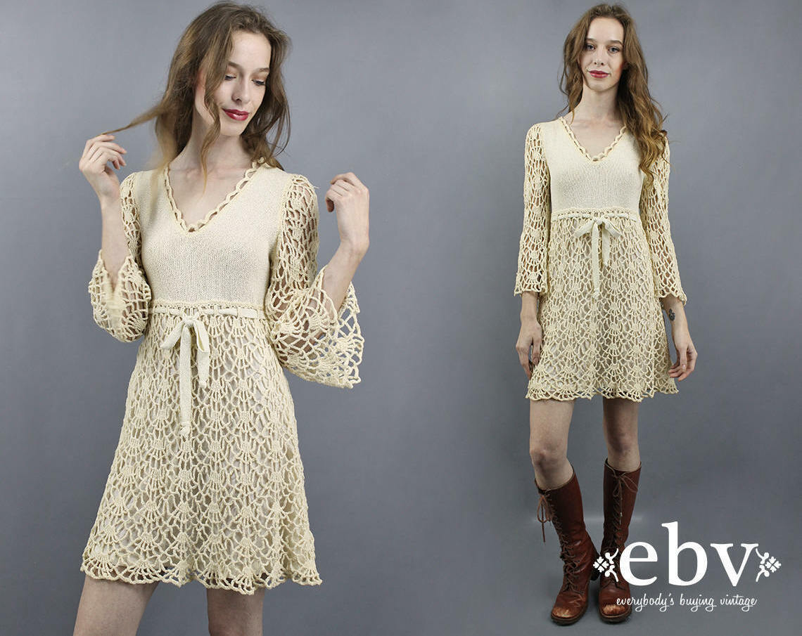 70s dress, hippy dress, hippie wedding dress and angel sleeve dress
