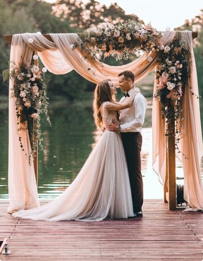 wife, wedding dress, lake and love
