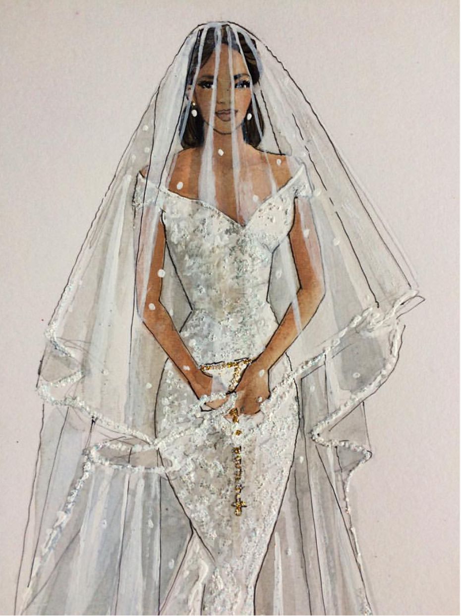 beautiful, wedding dress, art and drawing