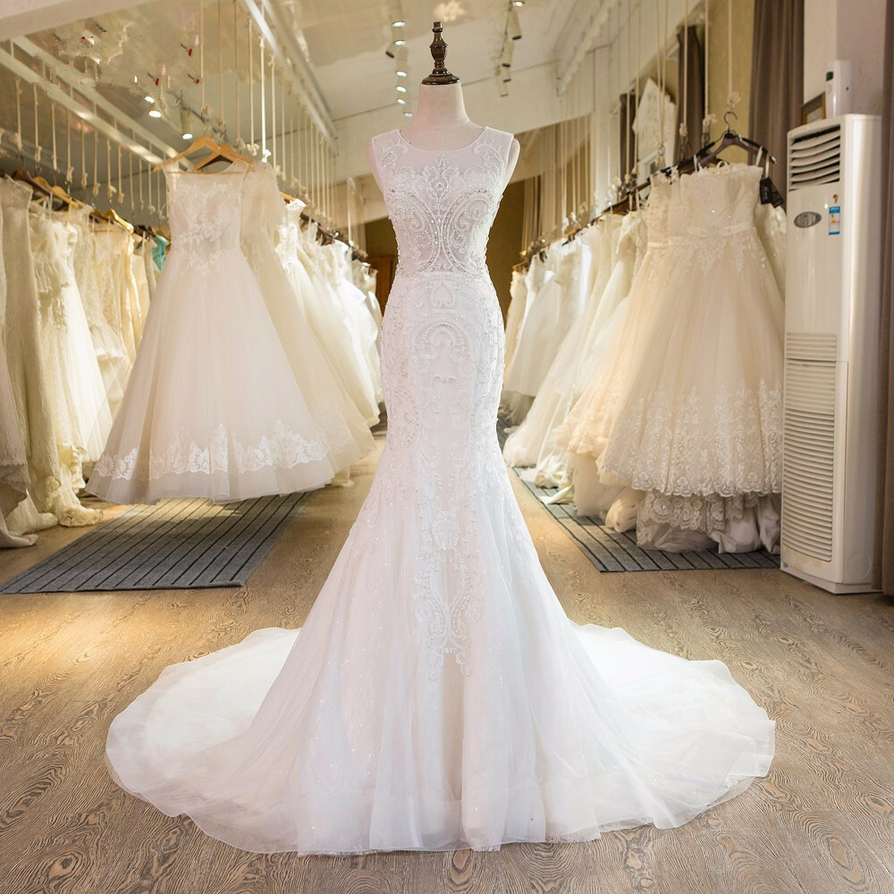 sleeveless, appliqués, tulle and mermaid