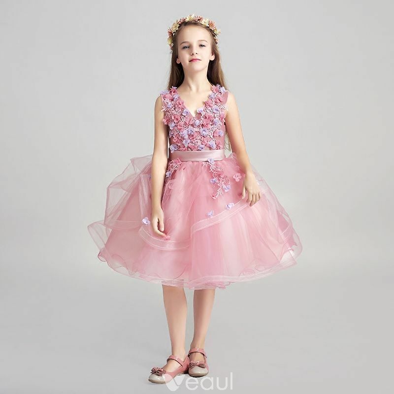 candy pink, 2017, flower girl dress and wedding party dress