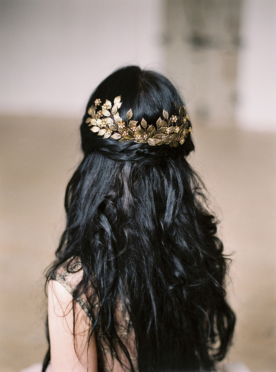 hairstyle, long hair, gold and accessories