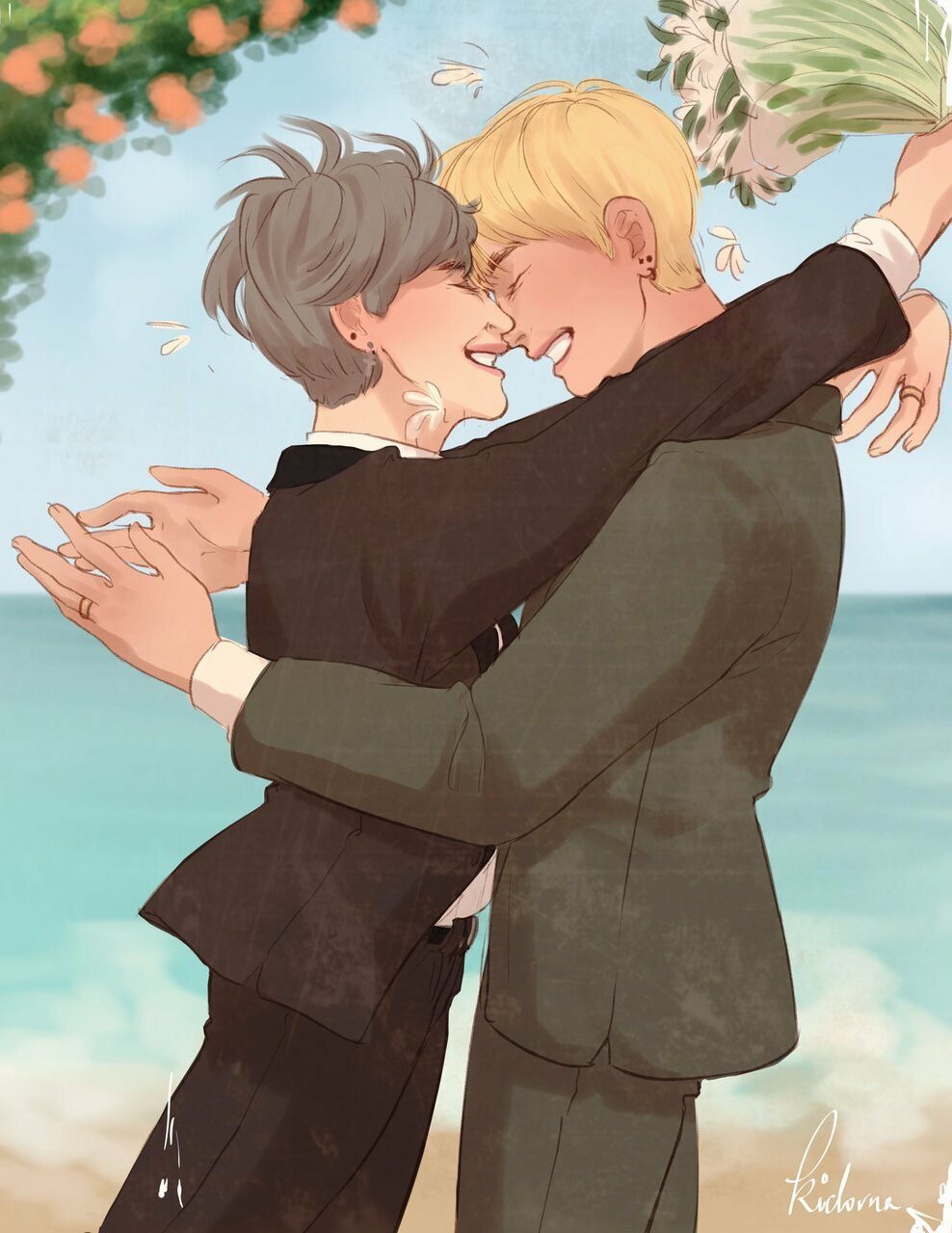 vmin, wedding au, art drawing and bts