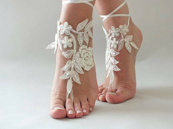 barefoot sandals, sandals for wedding and ivory beach shoes
