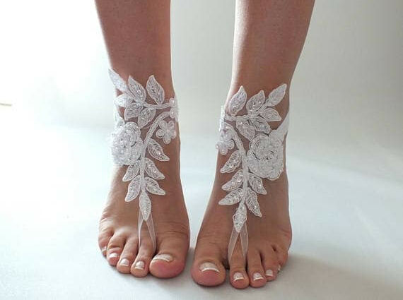 bohemian, barefoot sandals and beach wedding