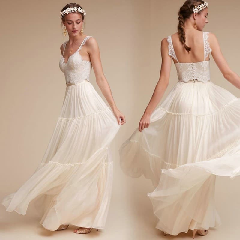two piece dress, two piece wedding dress, wedding dress and lace wedding dress
