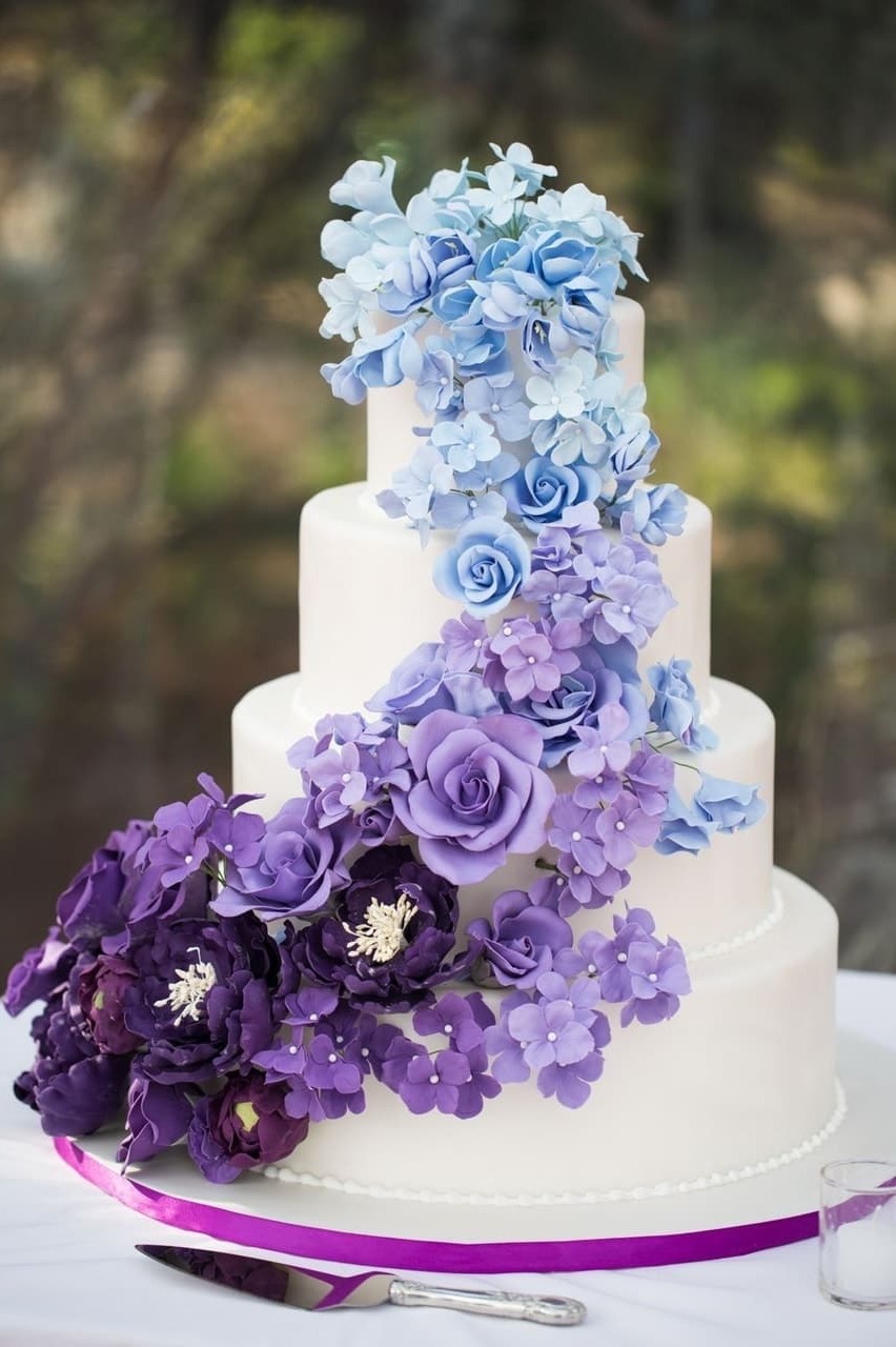 flowers, ombre, designer and cake
