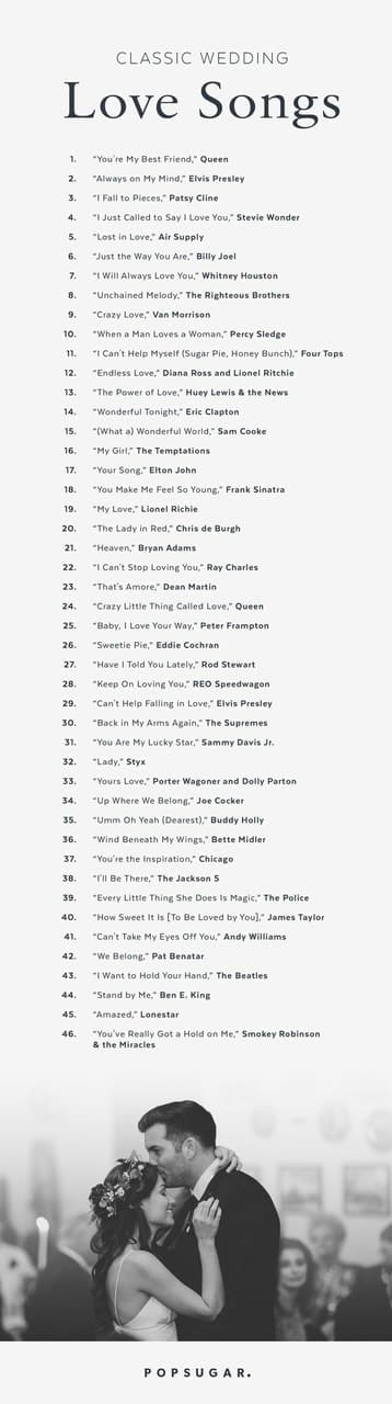 love songs, wedding songs and list
