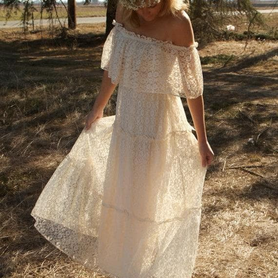 country wedding dress, boho wedding dress and lace wedding dress