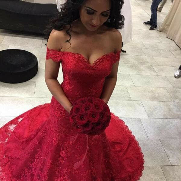 red bridal dress, wedding dress and bridal dress