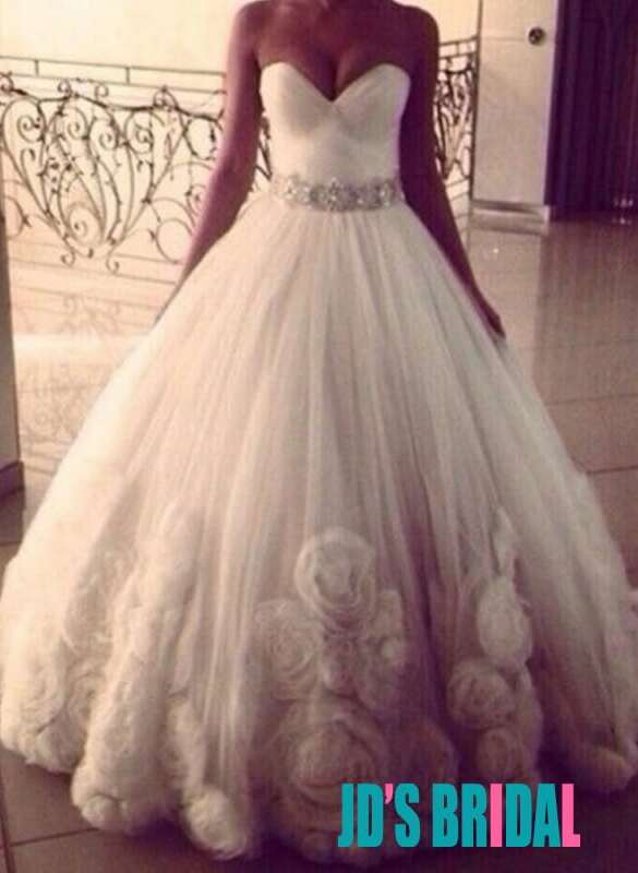 tulle bridal dress, wedding ball gown, rosette ball gown and wedding ideas