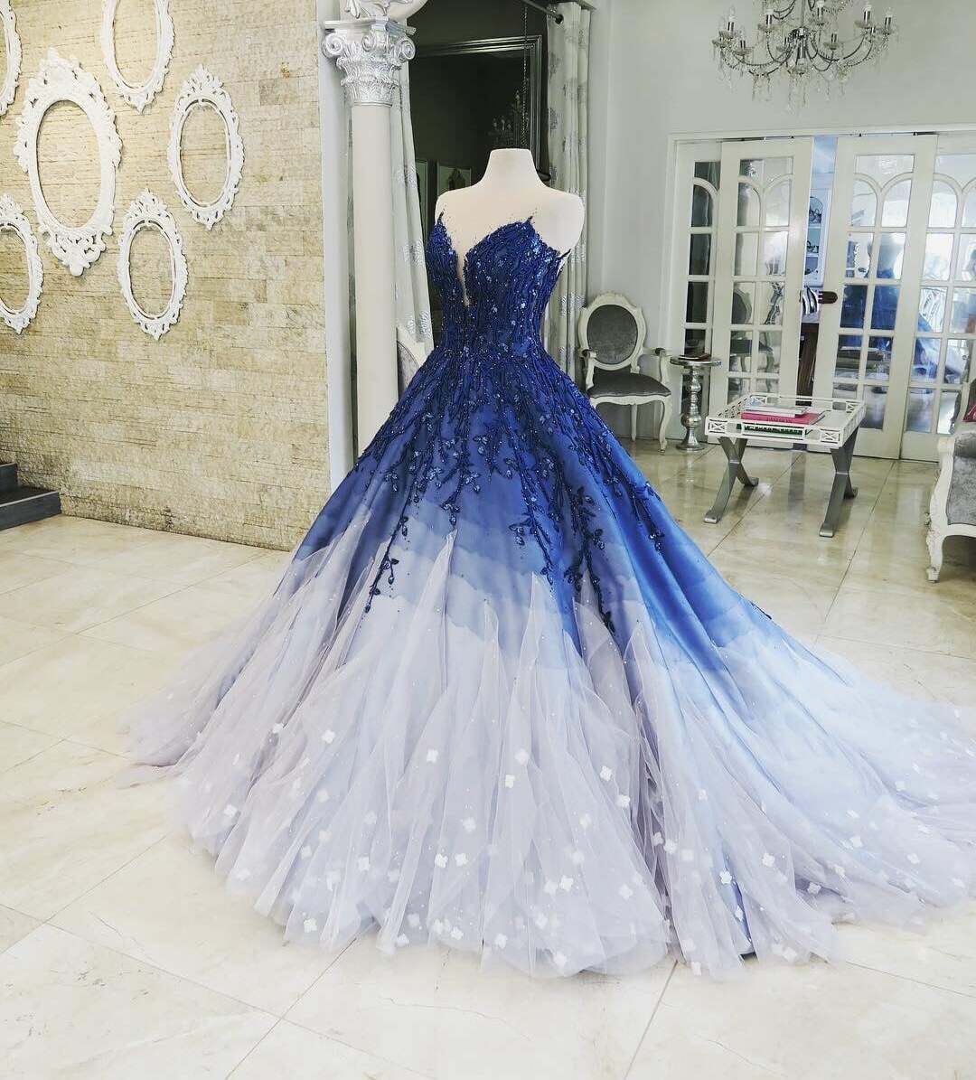 beautiful, blue, princess and dress