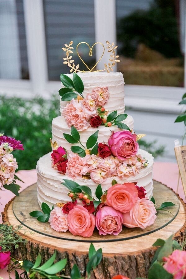 cake, flowers, wedding cake and food