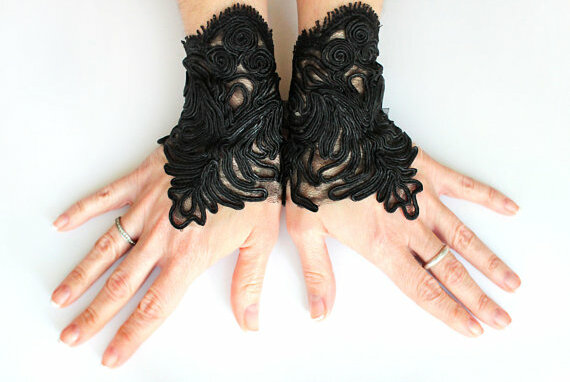 short black glove, gothic and gothic glove cuff