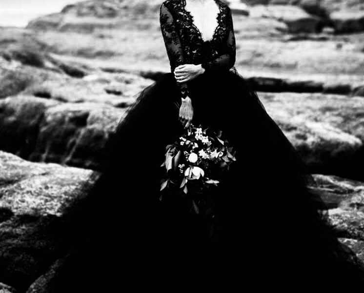 wedding dress, black wedding and jade west
