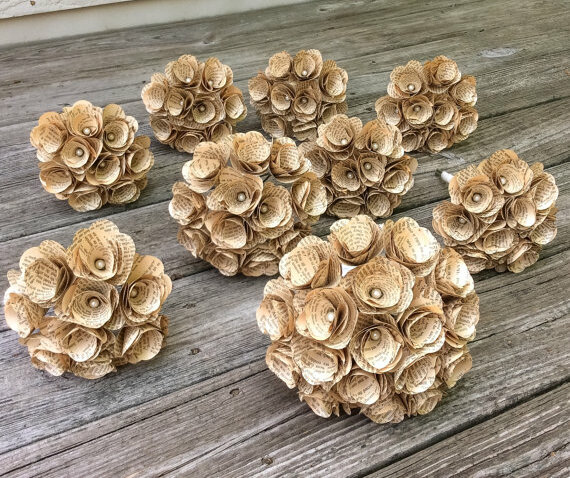 stem flowers, outdoor wedding, decoration and paper bouquet