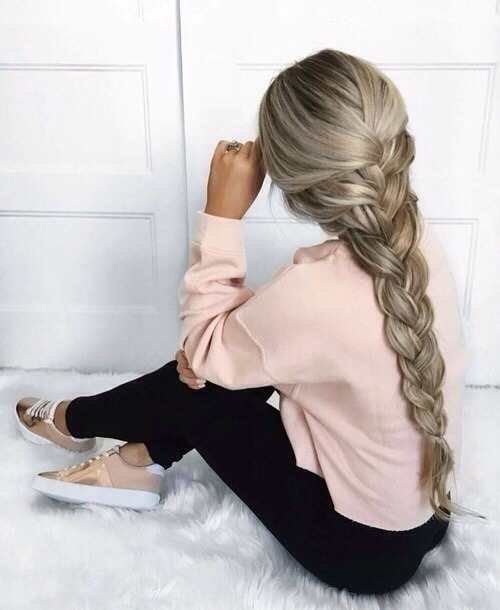hair goals, flowers, braid and blonde