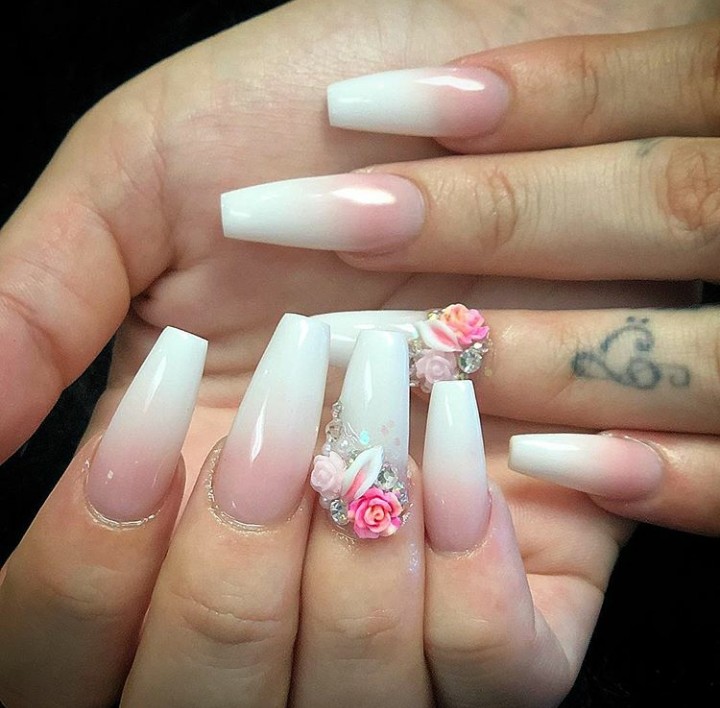 acrylic nails, girl, ombre nails and nails