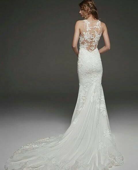 white lace, Pronovias, engaged and wedding dress