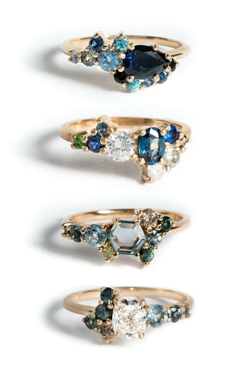 blue, wedding ring, ring and engament ring