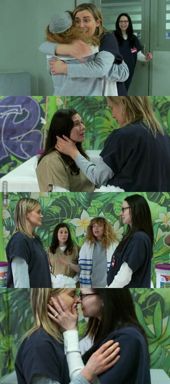 orange is the new black, piper champan, hug and alex vause