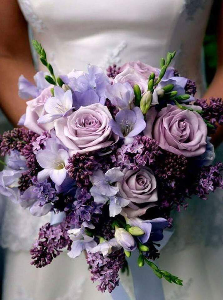 wedding goals, purple, bride and flowers