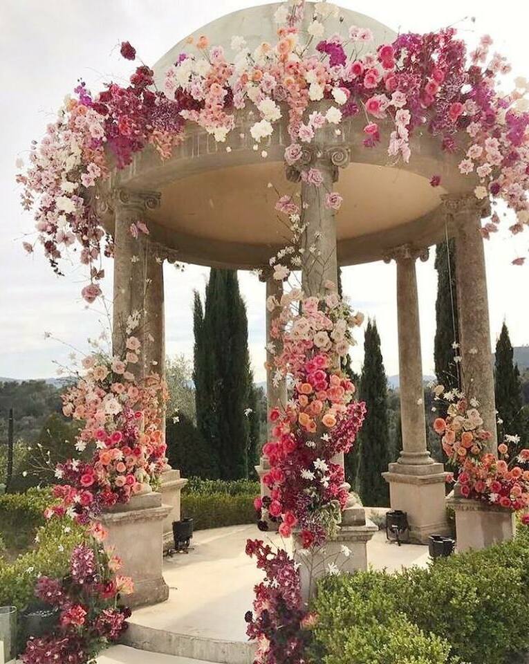 gazebo, pretty, flowers and beautiful