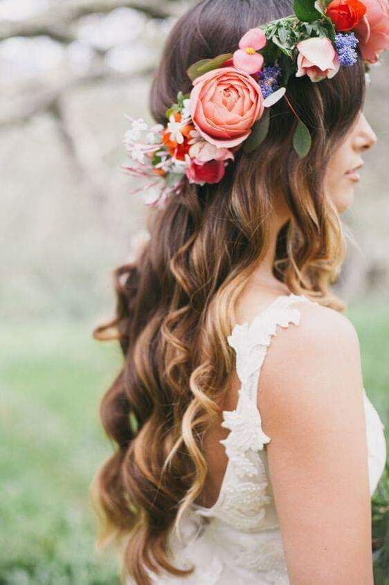 hair, flowers, wedding goals and bride