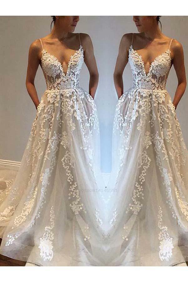 a-line wedding dress, long wedding dress, sleeveless wedding dress and cheap wedding dress