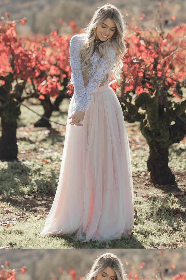 pink wedding dress, wedding dress two piece, blush wedding dress and wedding dress lace