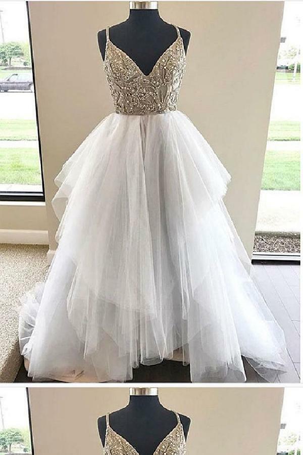 v neck wedding dresses, long wedding dresses, a-line wedding dresses and v-neck wedding dresses