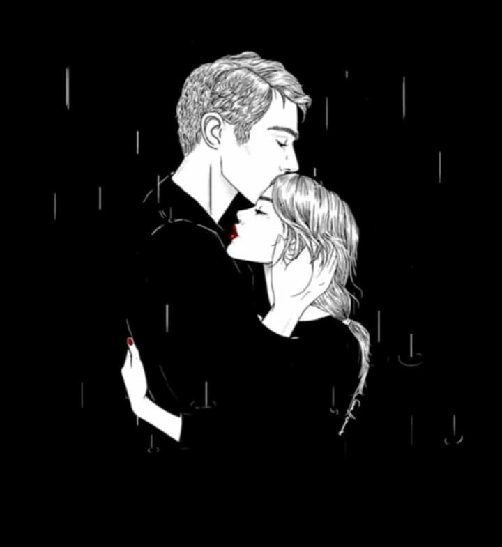 kiss, wife, girl and rain