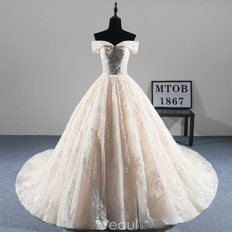 with train, bridal gown, best wedding dress and tulle wedding gown