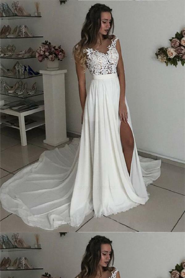 long wedding dresses, lace wedding dresses, wedding dresses white and chiffon wedding dresses