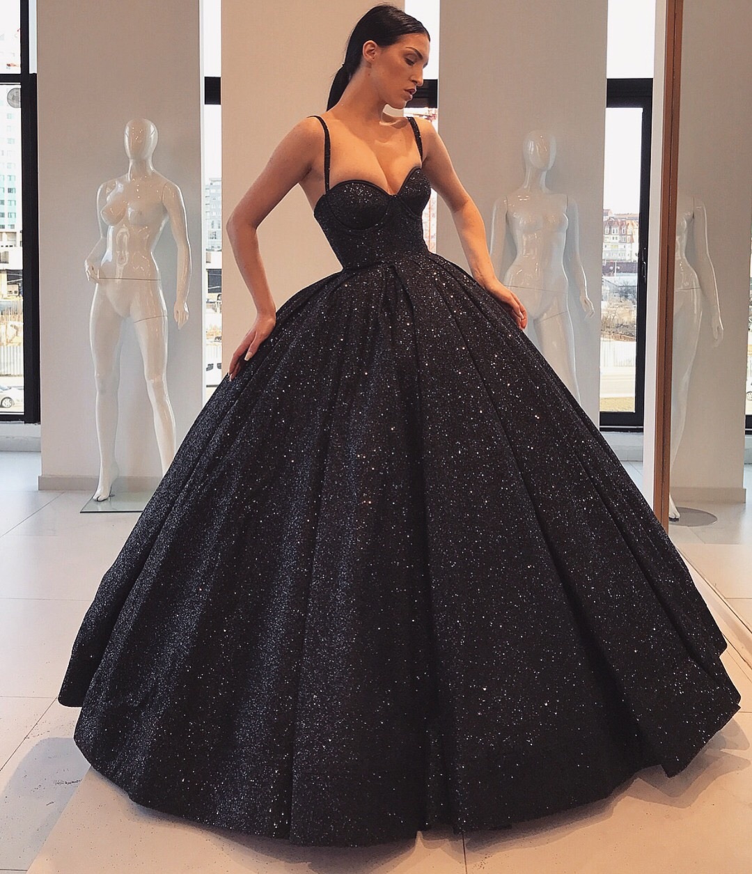 glitter, goals, dress and black
