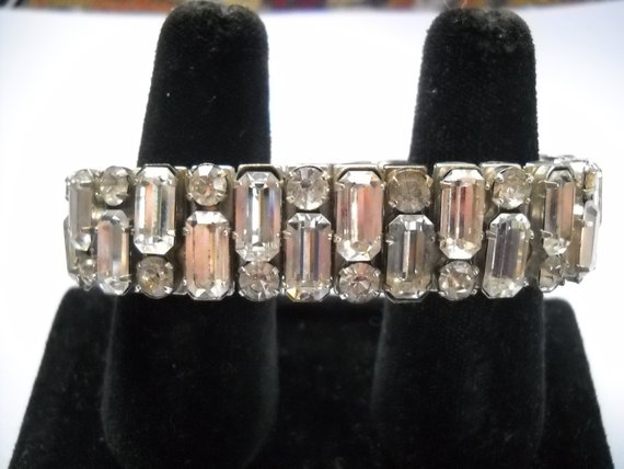 shaped rhinestones, hollywood regency and wedding bracelet