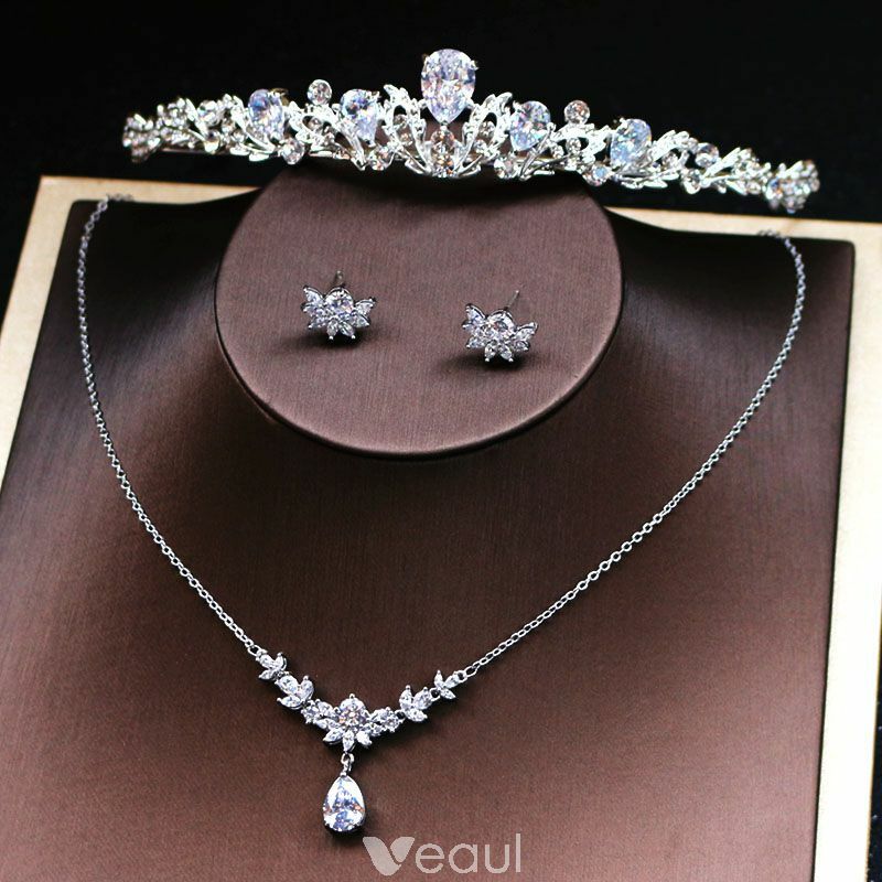 silver tiara, bridal jewelry, headpieces and necklace