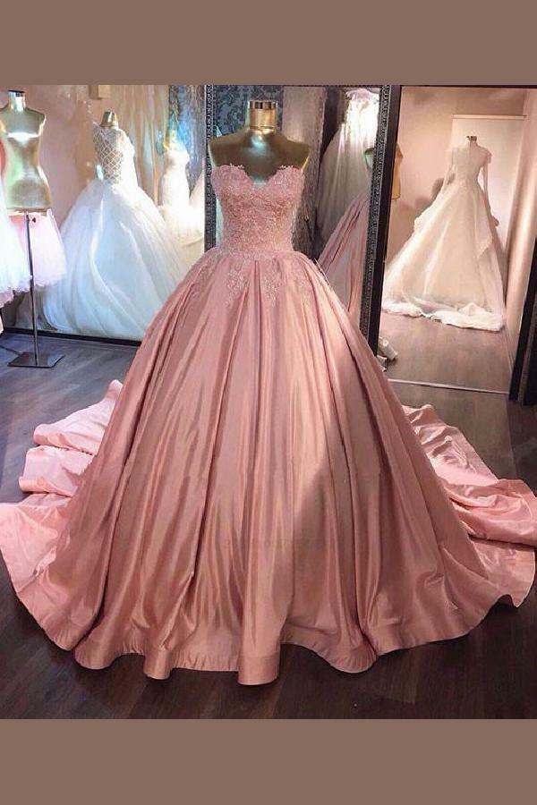 wedding dress pink, unique prom dress, long prom dress and custom prom dress