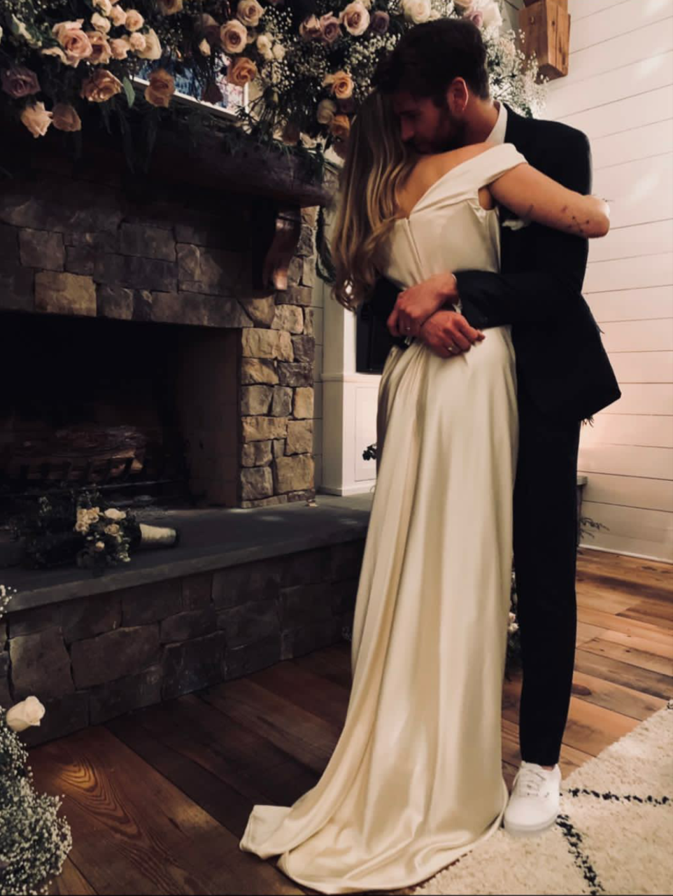 dress, couple, love and miley cyrus
