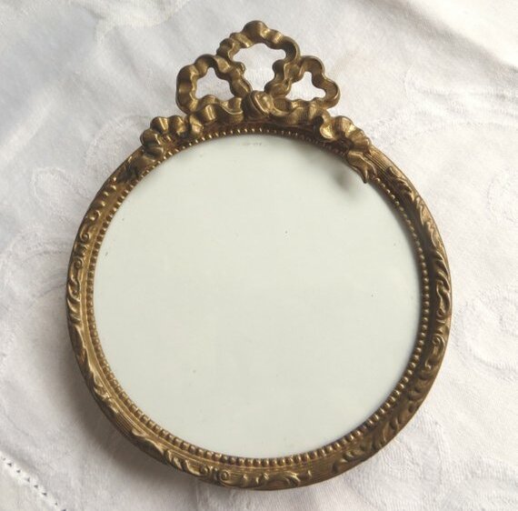 wedding frame, etsy, gold picture frame and ribbon and bow motif