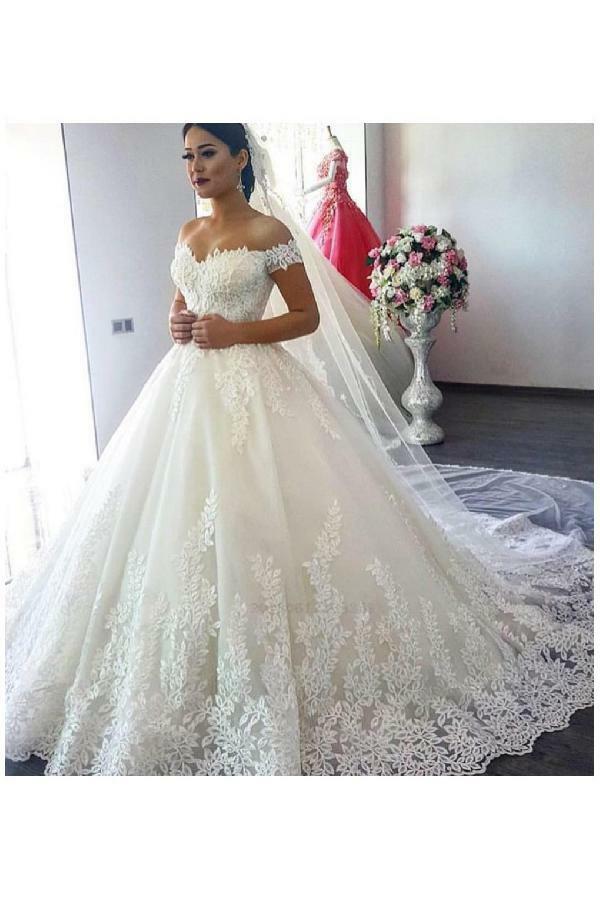 white wedding dress, modest wedding dress and ball gown wedding dress