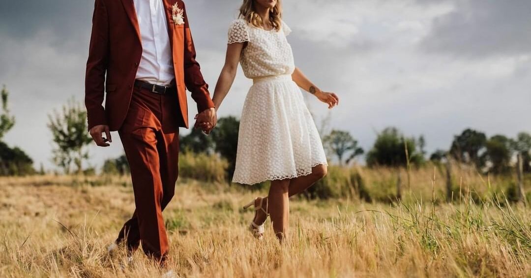 floral embroidery, bridal, field and white lace dress