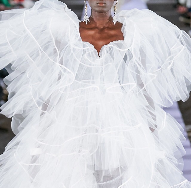 white, tule, gown and fashion