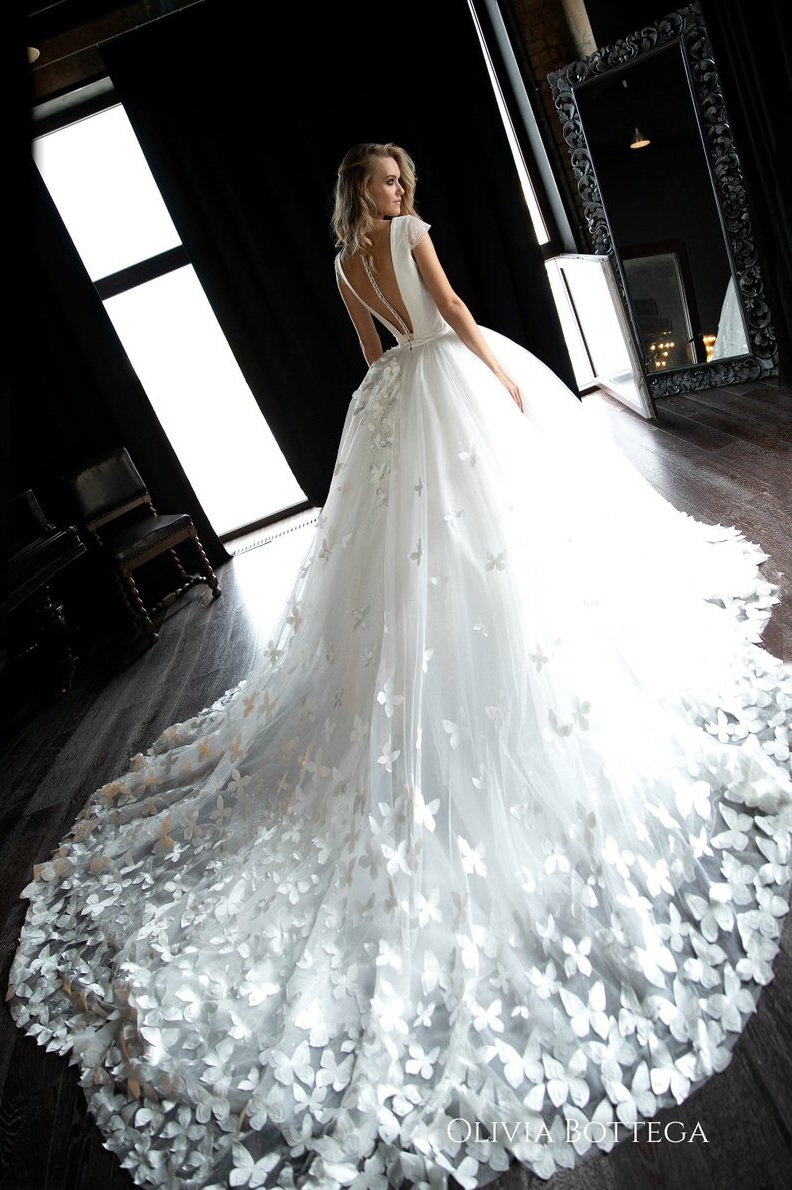 bride, happy, butterfly and dress