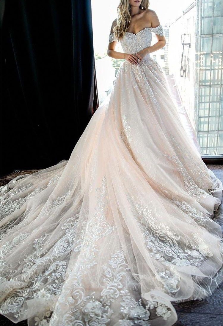 details, royal, gown and soft pink