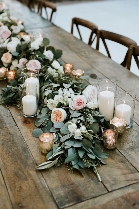 wedding party and flowers