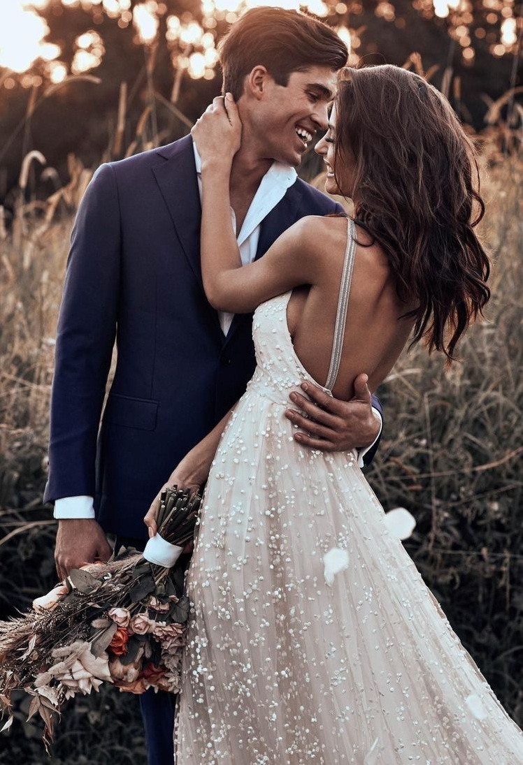 Relationship, couple, beauty and dress