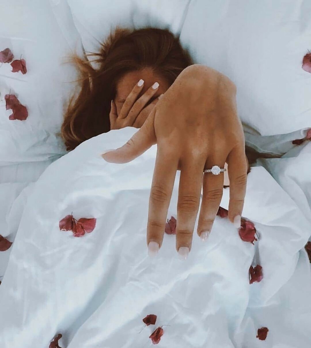 wedding ring, engagement ring, bride and red. flowers